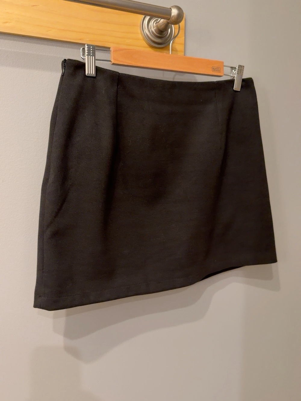III Black Wool Blend A Line Mini Skirt, Size Medium, Lined